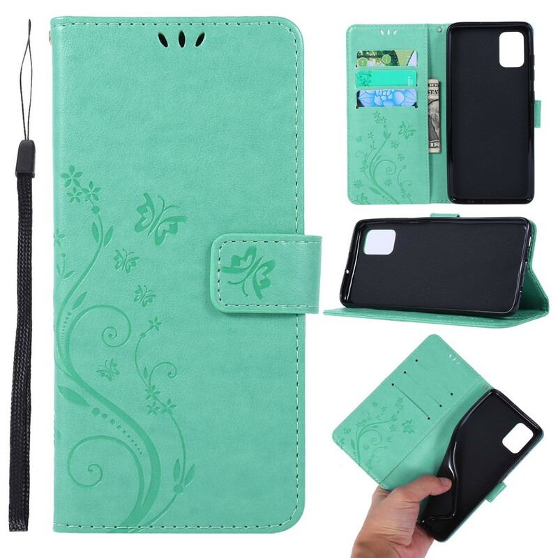 Capa De Couro Para Samsung Galaxy A51 Borboletas Encantadas