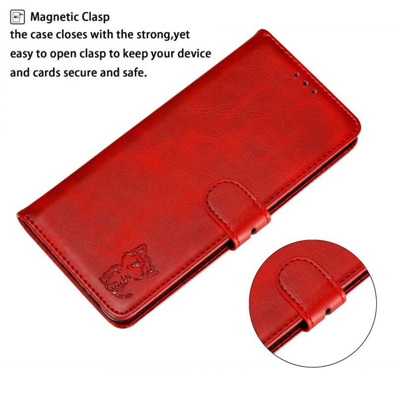 Capa De Couro Para Samsung Galaxy A51 Gatinho De Couro Falso