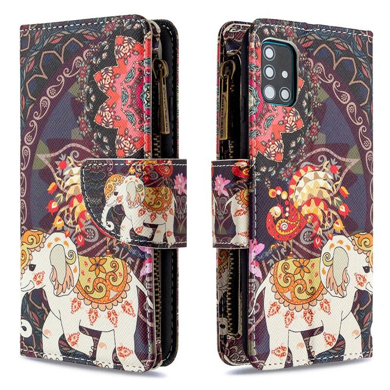 Capa Flip Para Samsung Galaxy A51 Bolso Elefante Com Zíper