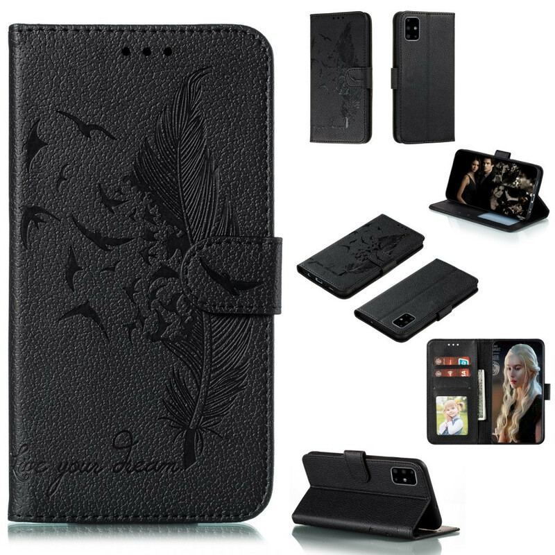 Capa Folio Para Samsung Galaxy A51 Couro Sintético Viva O Seu Sonho