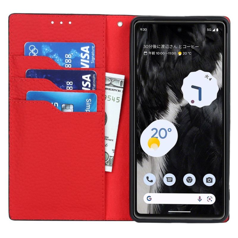 Capa De Celular Para Google Pixel 7A De Cordão Flip Correia De Couro Litchi Genuíno