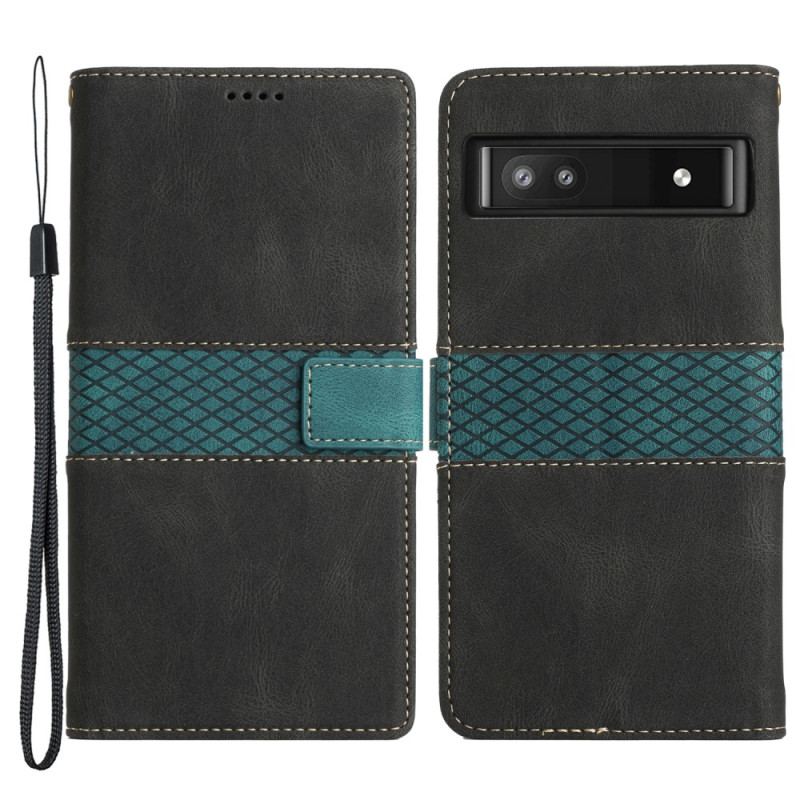 Capa De Couro Para Google Pixel 7A Friso E Cinta