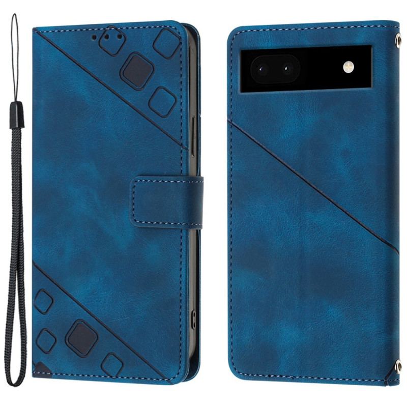 Capa Em Pele Para Google Pixel 7A De Cordão Estilo Strappy Dos Anos 70