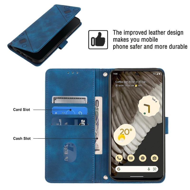 Capa Em Pele Para Google Pixel 7A De Cordão Estilo Strappy Dos Anos 70