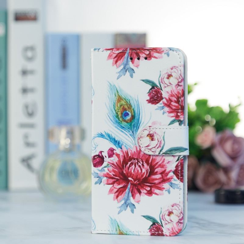 Capa Em Pele Para Google Pixel 7A Floral
