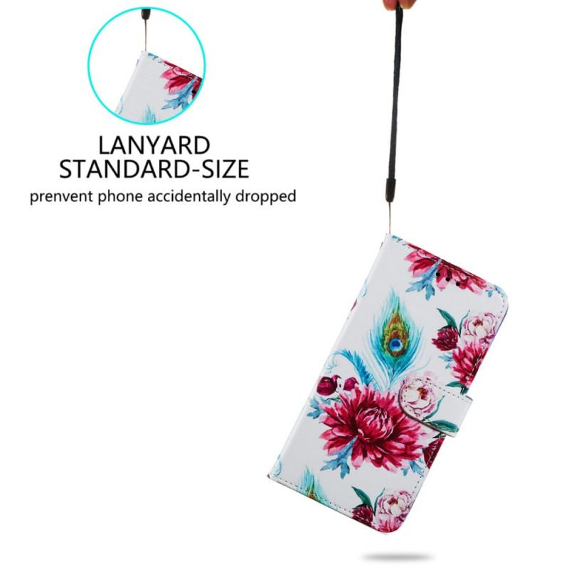 Capa Em Pele Para Google Pixel 7A Floral