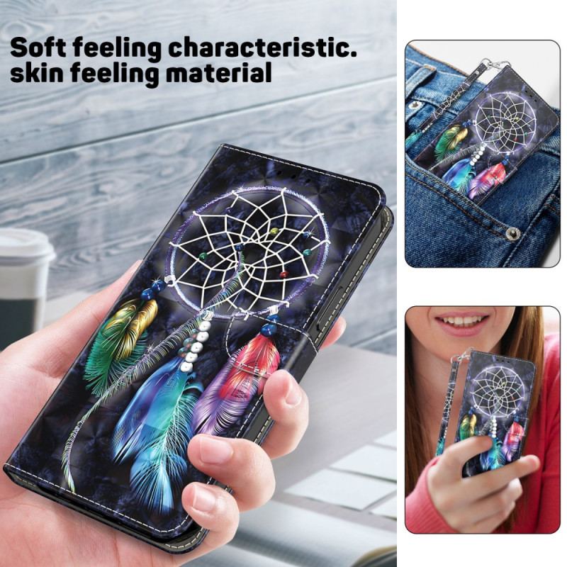 Capa Flip Para Google Pixel 7A De Cordão Correia Apanhador De Sonhos