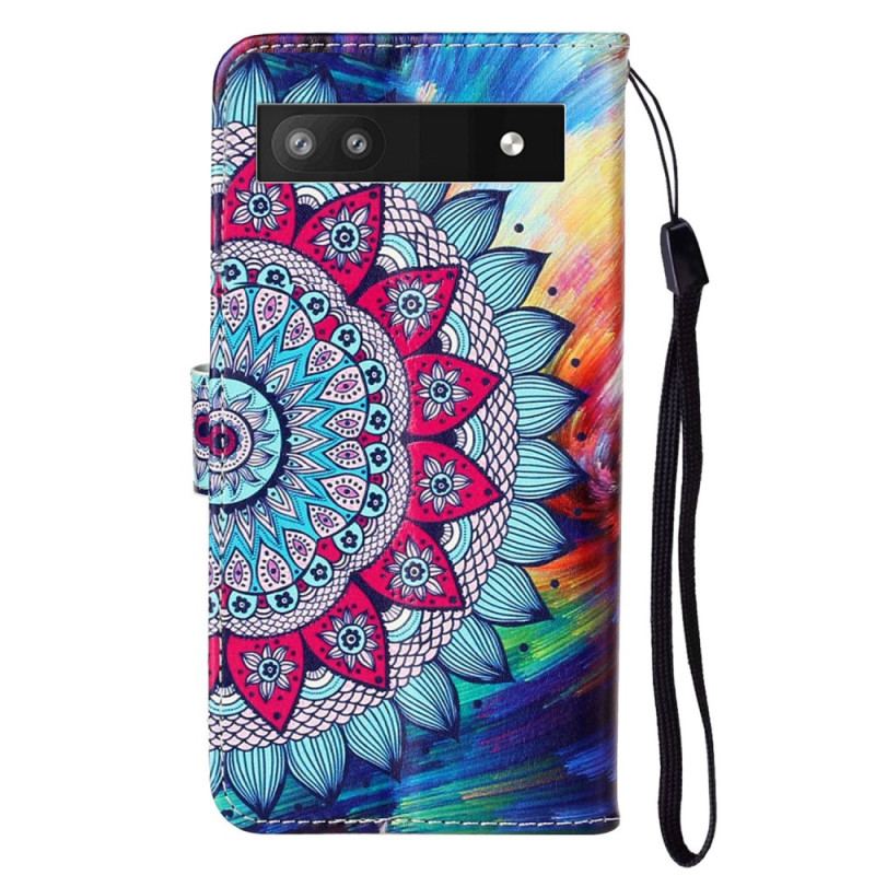 Capa Flip Para Google Pixel 7A De Cordão Mandala De Tiras Coloridas