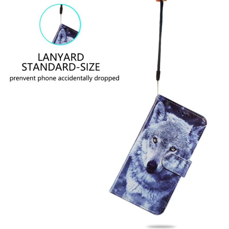 Capa Flip Para Google Pixel 7A De Cordão Meu Lobo Strappy