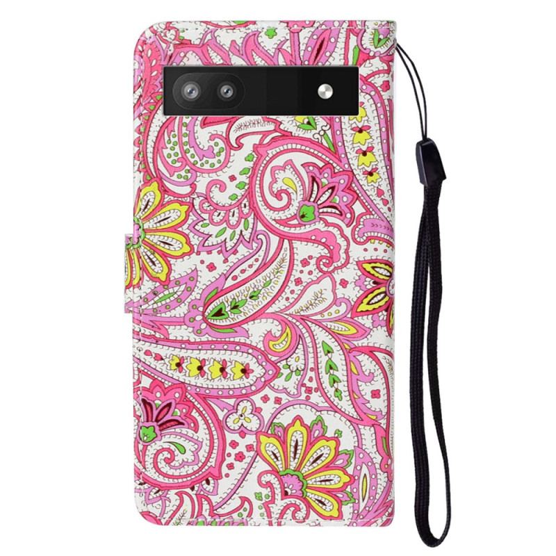 Capa Flip Para Google Pixel 7A De Cordão Padrão De Tiras