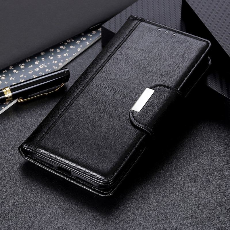 Capa Flip Para Google Pixel 7A Fecho Elegante De Couro Falso