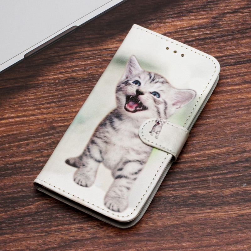 Capa Folio Para Google Pixel 7A De Cordão Gatinho Com Alça