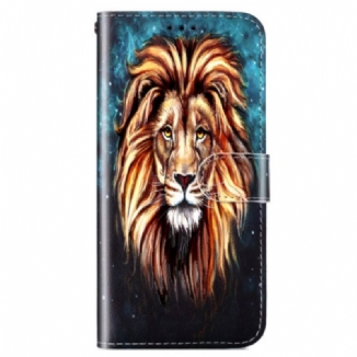 Capa Folio Para Google Pixel 7A De Cordão Leão Colorido Com Cordão