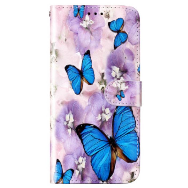 Capa Folio Para Google Pixel 7A De Cordão Tanga Borboletas Coloridas