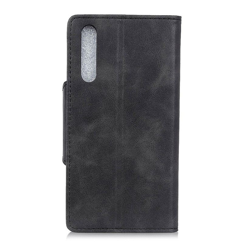 Capa De Couro Para Sony Xperia 10 II Botão Vintage De Couro Falso