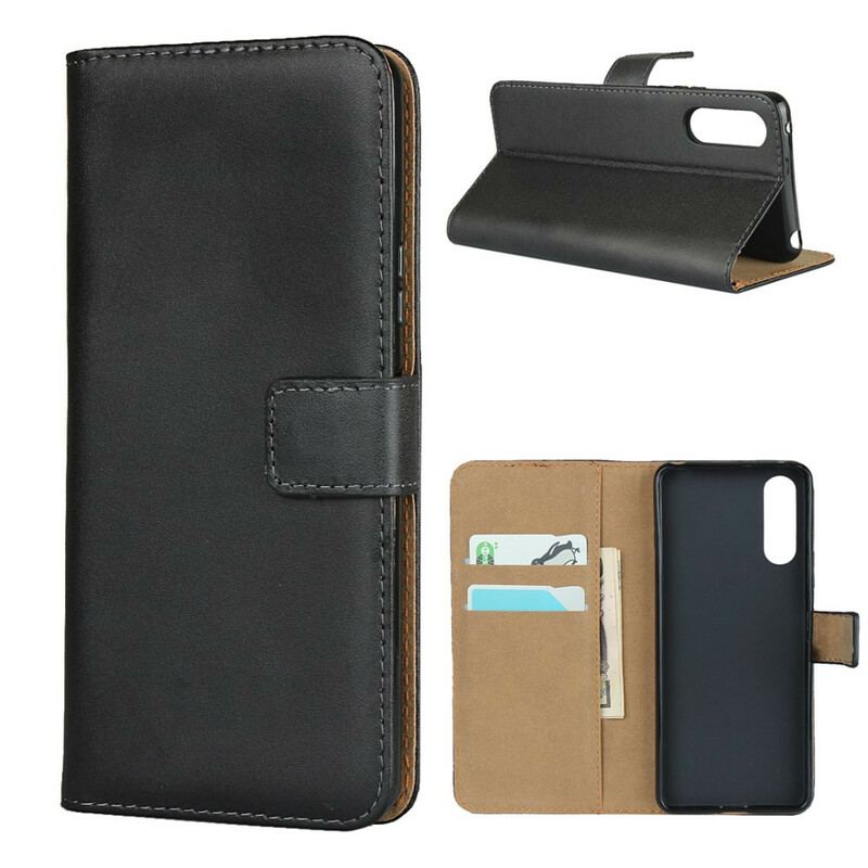 Capa De Couro Para Sony Xperia 10 II Convite De Couro Genuíno