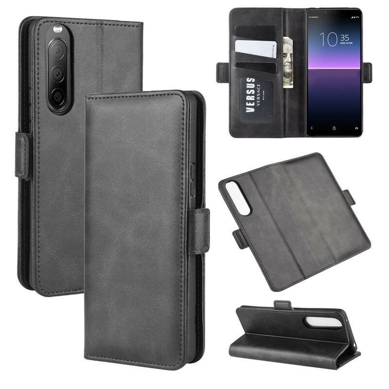 Capa Em Pele Para Sony Xperia 10 II Flip Aba Dupla